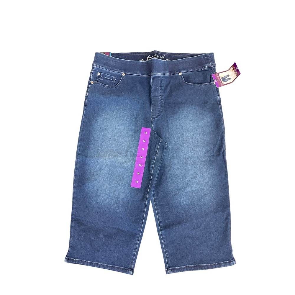 Gloria Vanderbilt Avery Pull On Skimmer Mid Rise Slimming Jeans Blue 14 NWT